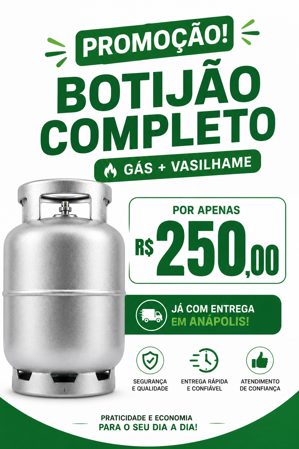 Promoção Botijão Completo Gás + Vasilhame em Anápolis